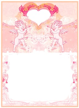 happy valentines day card with cupid