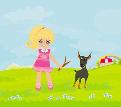 sweet girl and her puppy