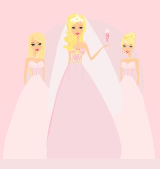 Bride with bridesmaids