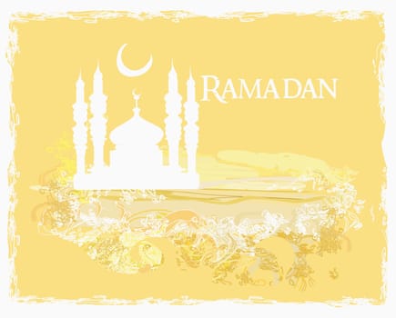 artistic pattern background with moon and mosque