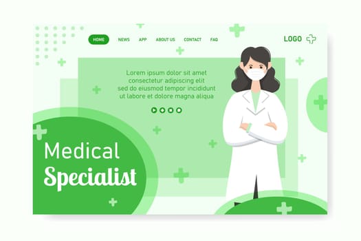 Medical Healthcare Flat Design Illustration Landing Page Editable of Square Background Suitable for Social media, Feed, Card, Greetings, Print and Web Internet Ads Template