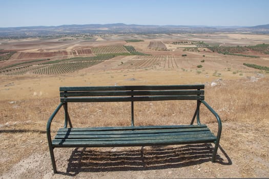 Overview of La Serena district from Magacela Castle, Badajoz, Extremadura, Spain