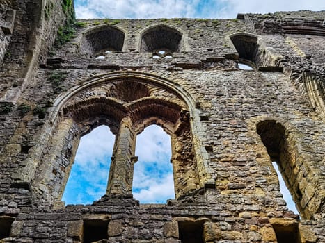 Remains of Chepstow Castle (Castell Cas-gwent) at Chepstow, Monmouthshire, Wales, United Kingdom on 04 June 2022