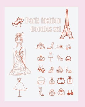 Paris fashion doodles set