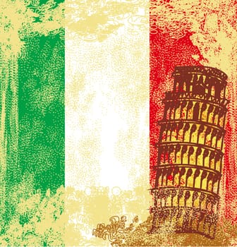 vector pisa tower grunge background