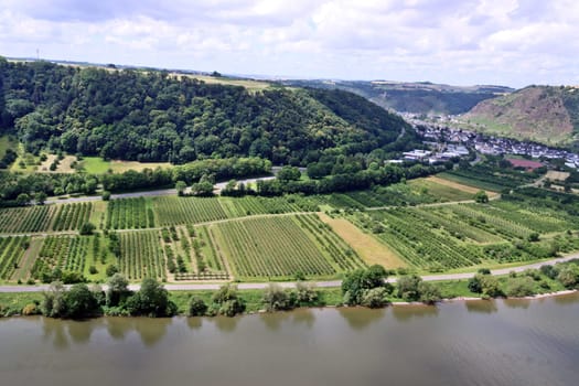 Blick vom Aussichtspunkt Blumsley auf die Mosel, Rheinland-Pfalz, Deutschland, Dieblich
