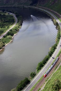 Blick vom Aussichtspunkt Blumsley auf die Mosel, Rheinland-Pfalz, Deutschland, Dieblich