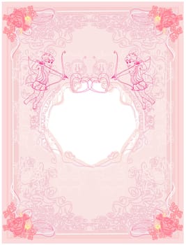 happy valentines day card with cupid