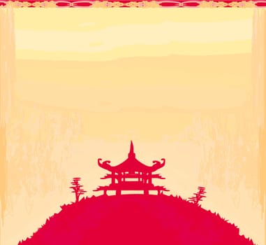 old paper with Asian Landscape