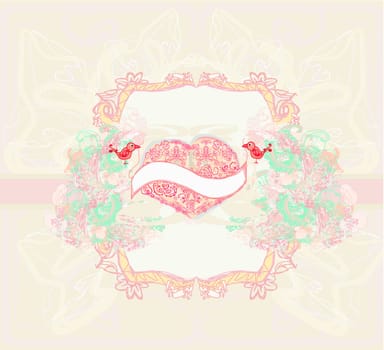 valentines day greeting card with 2 sweet love birds