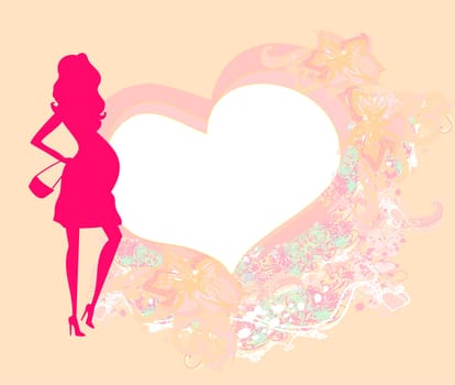 Beautiful pregnant woman on shopping for her new baby- abstract