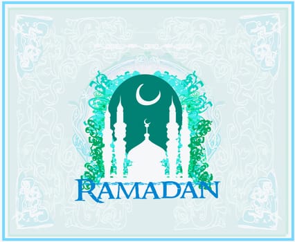 Ramadan background - mosque silhouette illustration card