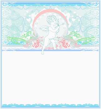happy valentines day card with cupid