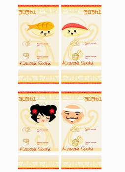 template of traditional Japanese food menu set