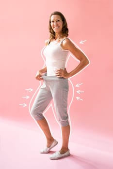 Woman Weight Loss And Slim Concept. Lose Fat