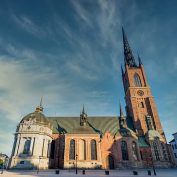 Riddarholmen Church, located in the island of Riddarholmshamnen, old city, Stockholm, Sweden, in a summer day