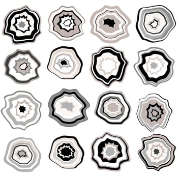 Black and white agate stones collection