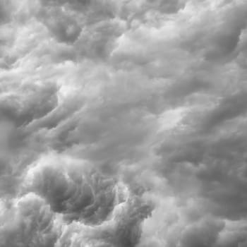 Sky before a thunderstorm. Dark clouds as background. Ominous storm clouds.