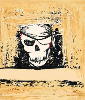 Skull Pirate - retro card