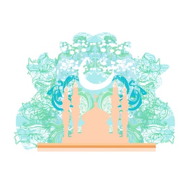 Ramadan background - mosque silhouette illustration card