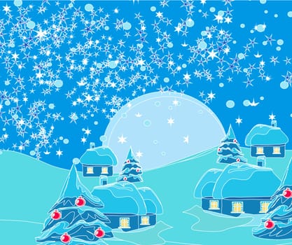 Christmas night in the village card