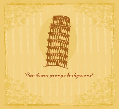 vector pisa tower grunge background