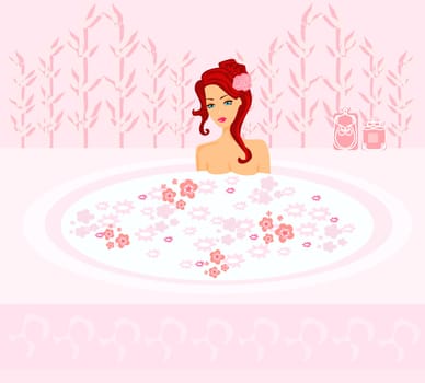 pretty girl enjoying elegant spa