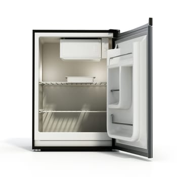 Mini refrigerator isolated on white background. 3D illustration.