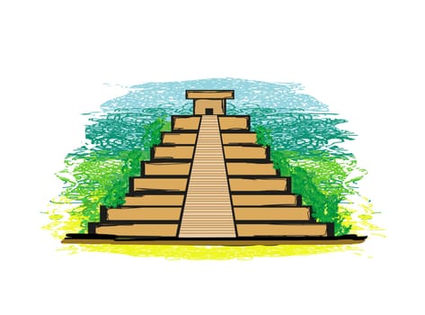 Mayan Pyramid, Chichen-Itza, Mexico - grunge abstract banner