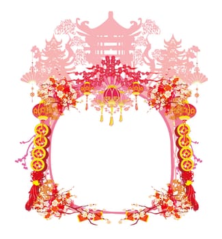 Mid-Autumn Festival for Chinese New Year - beautiful floral frame