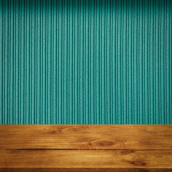 The background is blank wooden boards and a textured striped wall with gradient lighting and vignetting. For product demonstrations, free space, layout, mockup, perspective board, background board.