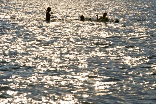 Children in the Pacific Ocean