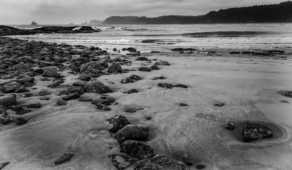 Gloomy Rocky Ocean View Beach