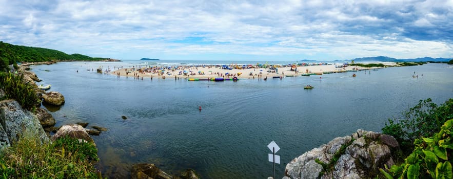 Guarda do Embau, January 14, 2022: panoramic view of  Praia Guarda do Embau beach and Rio de Madre