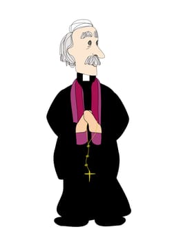 Catholic priest on a white background, vector