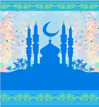 Ramadan background - mosque silhouette illustration card