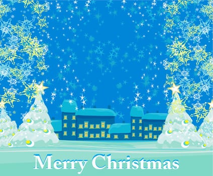 Christmas night in the village card