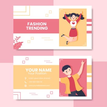 Stylish Fashion Card Horizontal Template Flat Cartoon Background Vector Illustration