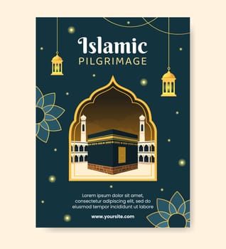 Hajj or Umrah Mabroor Poster Template Social Media Flat Cartoon Background Illustration