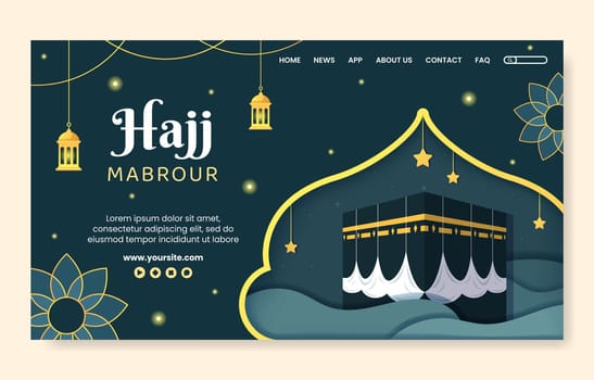 Hajj or Umrah Mabroor Landing Page Template Social Media Flat Cartoon Background Illustration