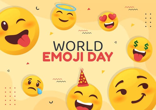 World Emoji Day Social Media Template Flat Cartoon Background Vector Illustration