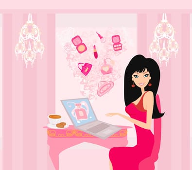 Online shopping girl