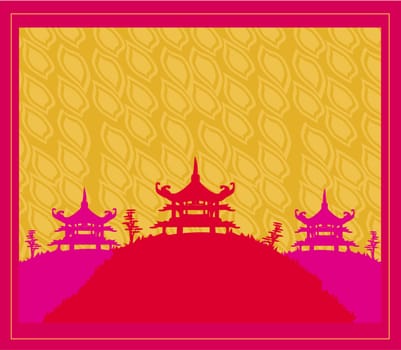 old paper with Asian Landscape