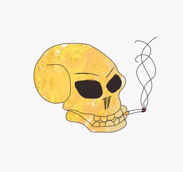 grunge skull smoke a cigarette