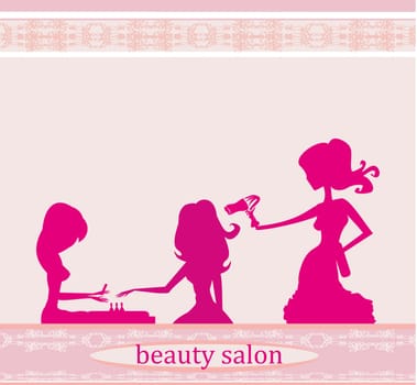 Vector illustration of the beautiful woman in beauty salon