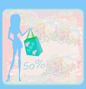 fashion girl Shopping illustration