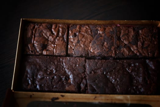Chocolate Brownies in brown paper package