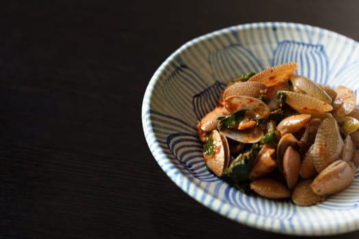 Stir Fried Clams with Roasted Chilli Paste , THAI food style