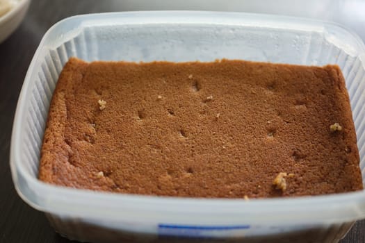 Banana Soft Cake in package . Close up