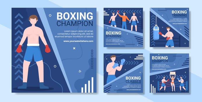 Professional Boxing Sport Social Media Post Template Cartoon Background Vector Illustration